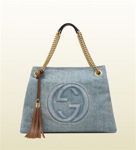 gucci bag blue|Gucci blue denim bag.